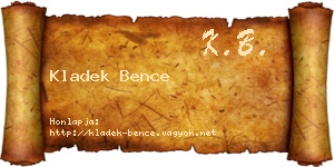 Kladek Bence névjegykártya